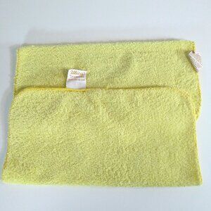 Vintage 1980s Utica J P Stevens Yellow Solid Washcloth Pair Bath Home Accents
